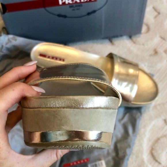 Prada Women’s Wedge Sandals Authentic Size EUR40 - Picture 7 of 14